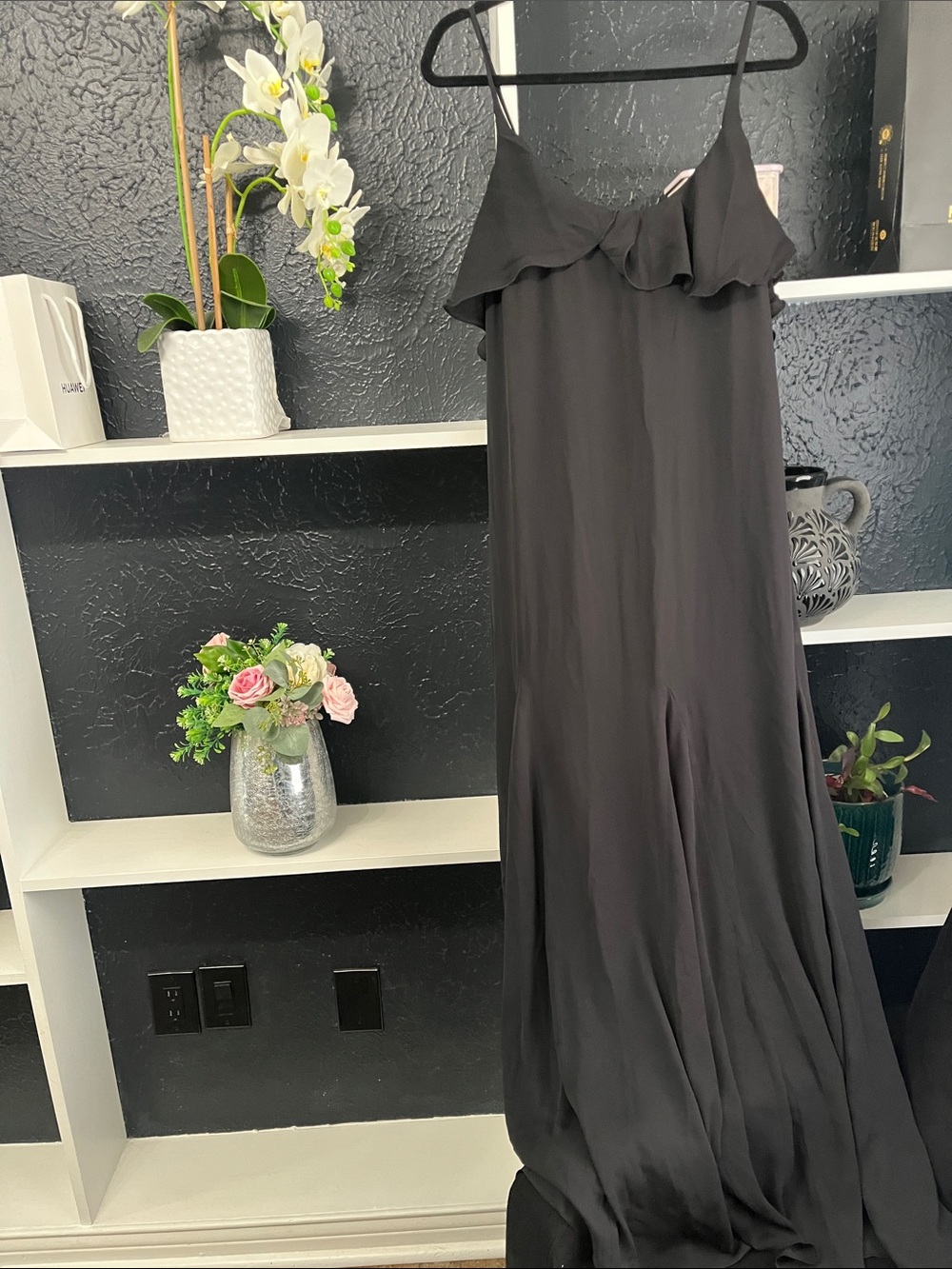 Abercrombie & Fitch Black Ruffle-Trim Maxi Dress